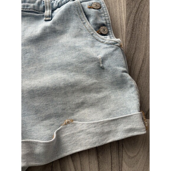 Old Navy Shortalls Womens Small Blue Shorts Bib Overalls Cuffed Distressed 30x3 - Picture 10 of 16